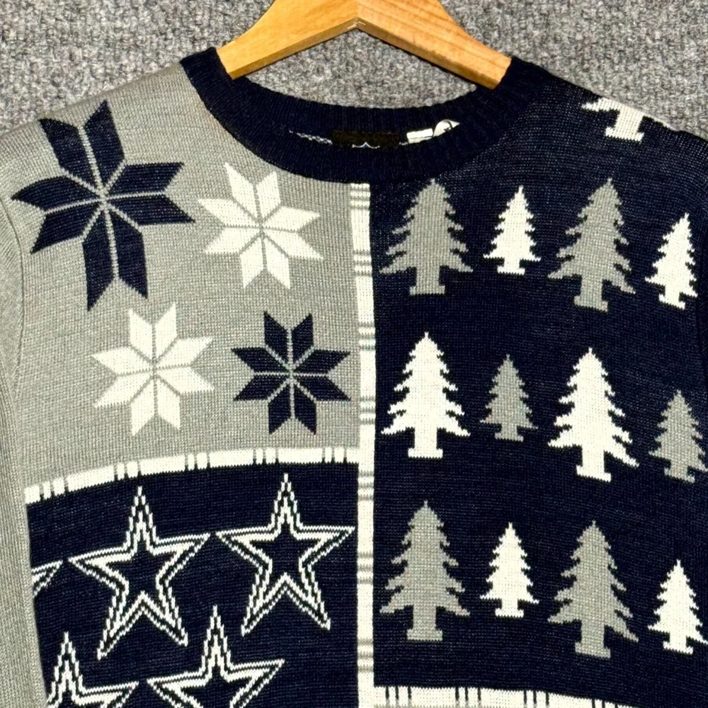 Dallas Cowboys NFL Forever Collectible Christmas Sweater Navy Gray Size Medium